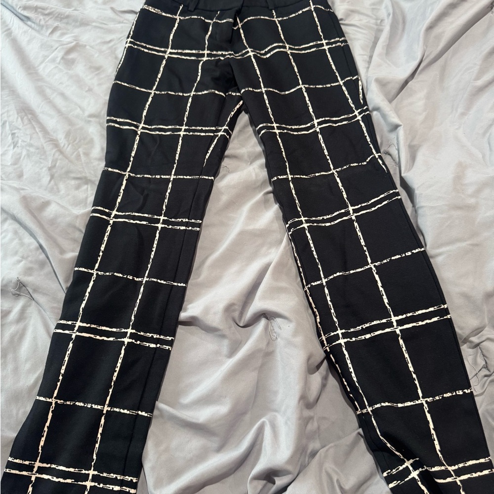 Express Black Pants with White Check Pattern